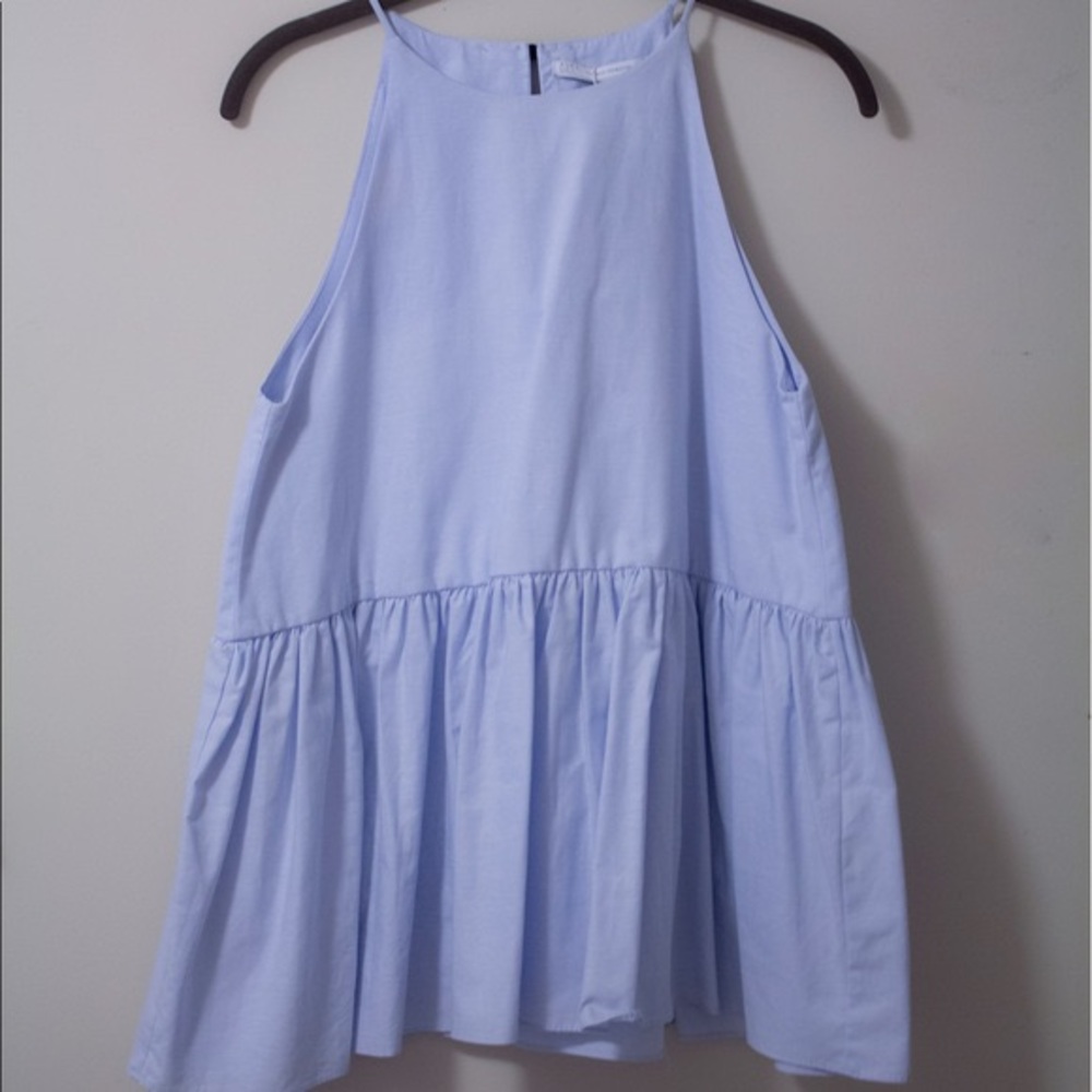 Sleeveless baby blue top